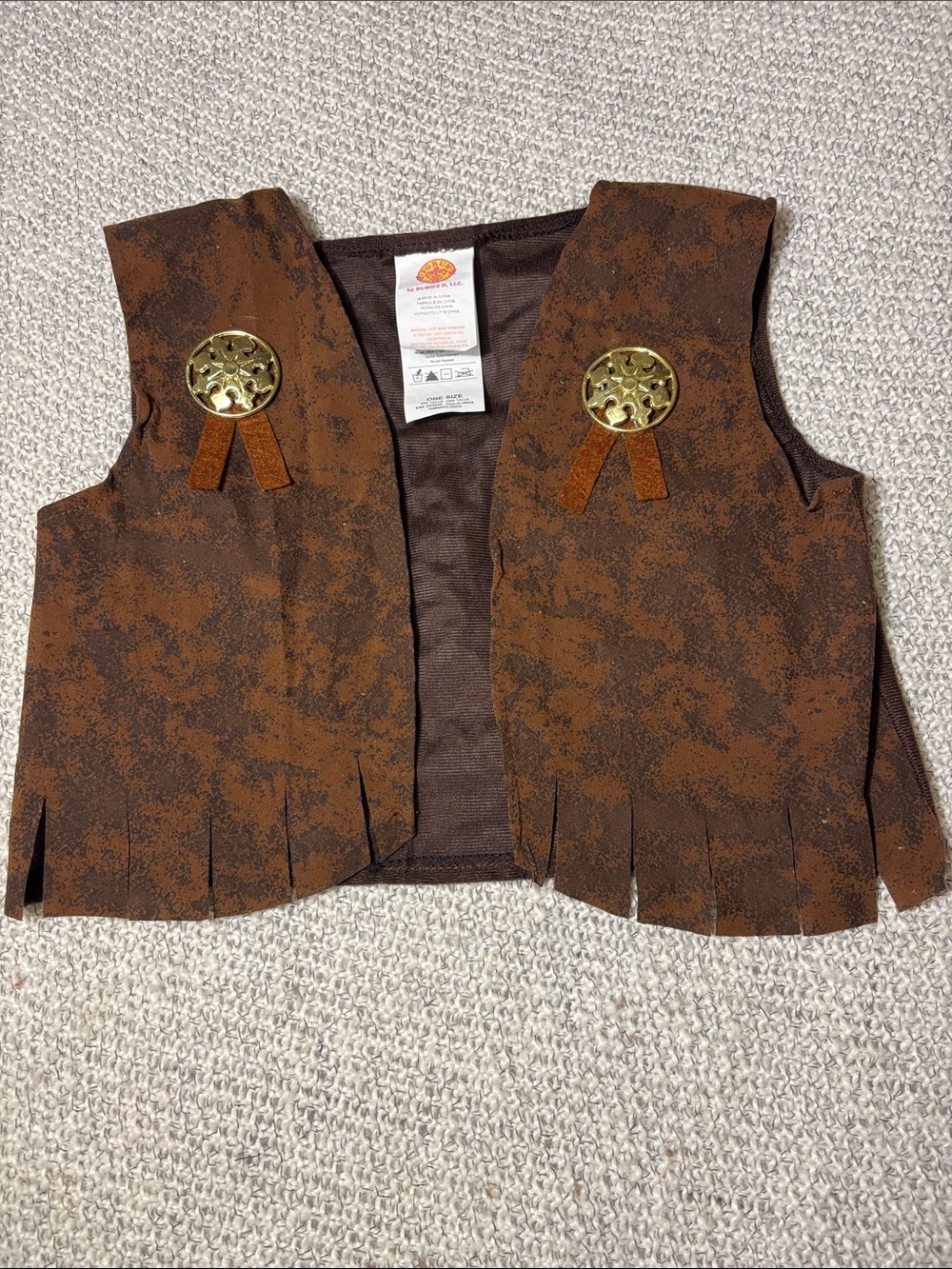 Kids Black & Tan Chaps and Brown Western Fringe Vest Costume Set - Picture 6 of 11